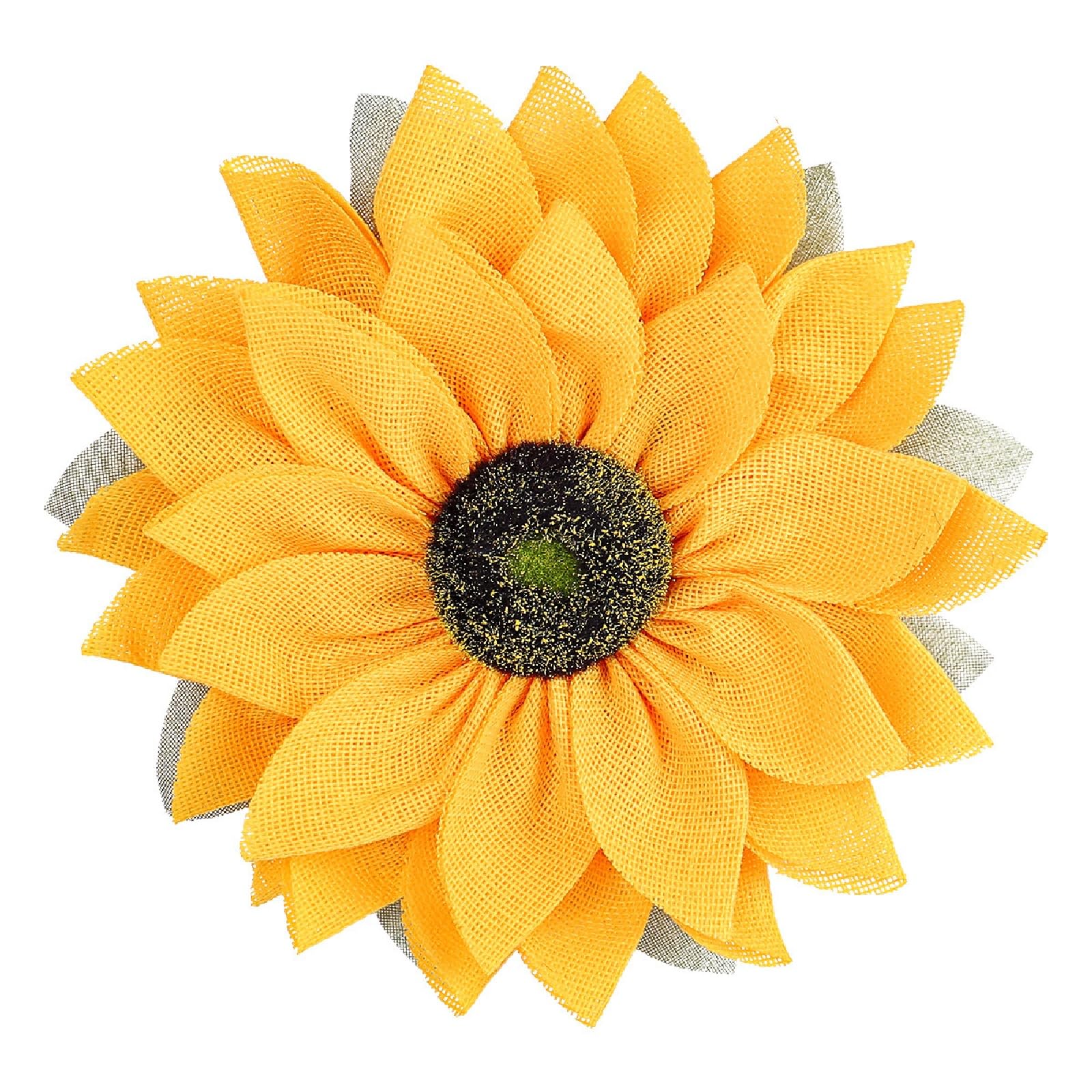 Wreath for Front Door, 42cm Large Burlap Sunflower Wreath, Fabric Artificial Flower Door Decor, Rustic Farmhouse Wreath for Spring/Summer (42cm,Yellow)