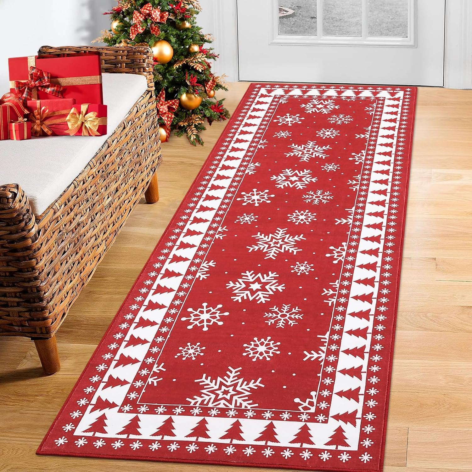 Runner Rugs,70 x 230 cm, Christmas Decoration Patterns Red White,Tappeti Decorativo Casa e Cucina Arredamento Soggiorno,