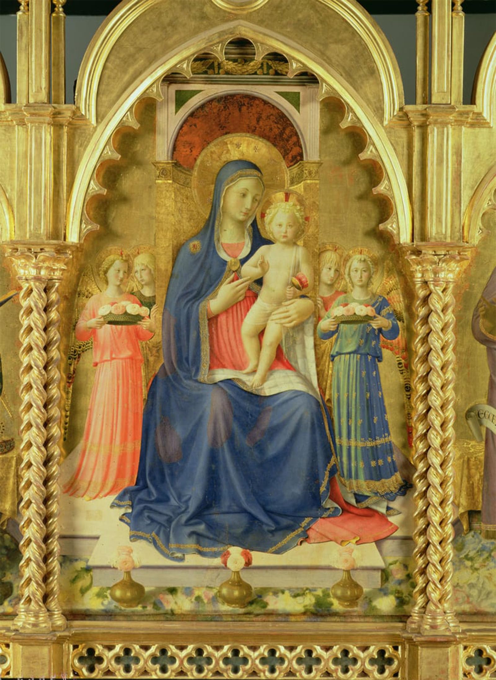 POSTERIIk Famous Modern Artwork Art Mural the Perugia Altarpiece Central Depicting the Lady and Child Enthroned with Four Angels by Fra Angelico Oil Paintings Pictures for Home Decor 60x90cm