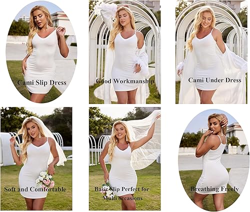 Miniatura 4 de Avidlove Combinación Completa para Mujer Bajo Vestido con Tirantes Espagueti Ajustables Camisola Mini Vestido Combinaciones hasta la Rodilla Ropa de