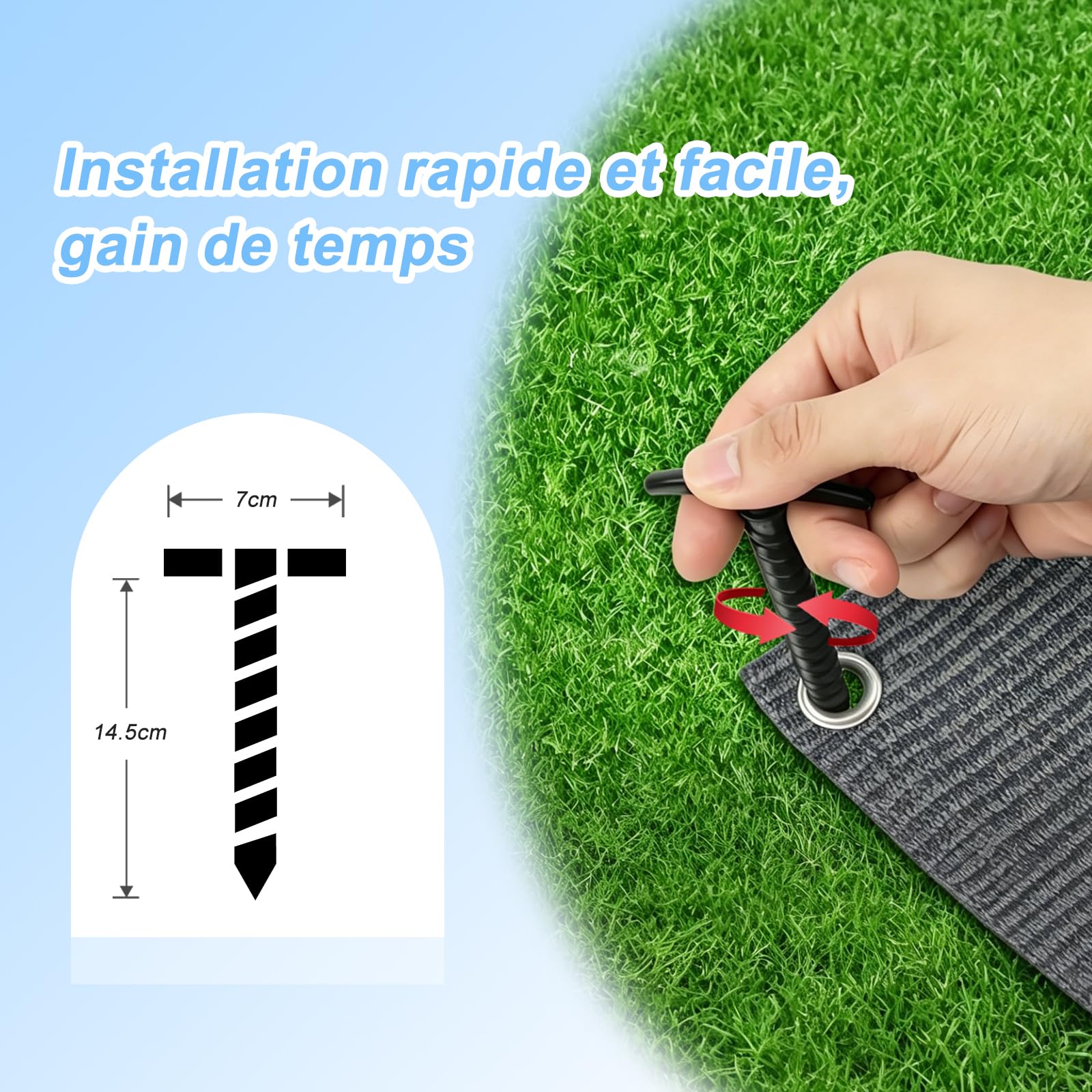 COOL AREA Tapis de Sol pour Auvent de Tente - Tapis de Camping Extérieur Respirant et Antidérapant avec Sac de Transport - Gris Bleu