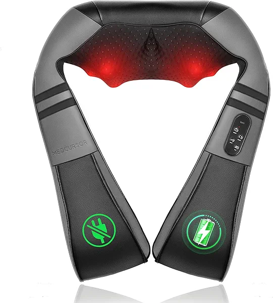 Medcursor Neck Massager with Heat for Pain Relief Deep Tissue, Rechargeable, Shiatsu Neck and Shoulder Massager, Ideal Gifts for Men, Women, Mom & Dad