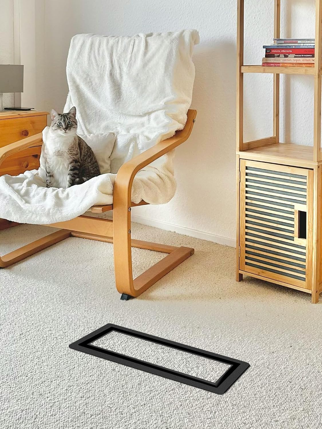 Floor Vents 4x12, Heavy Duty Steel Floor Register, 50% Higher Ventilation Performance Than Others, Sleek Modern Design, Sandtex White Finish, Fits Tile Wood Inserts, Floor Vent Covers for Home Floor 1