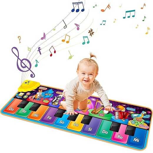 Kids Musical Piano Mats with 25 Music Sounds,Musical Toys Baby Floor Piano Keyboard Mat Carpet Animal Blanket Touch Playmat Early Education Toys for 1 2 3 4 5 6+ Year Girls Boys Toddlers