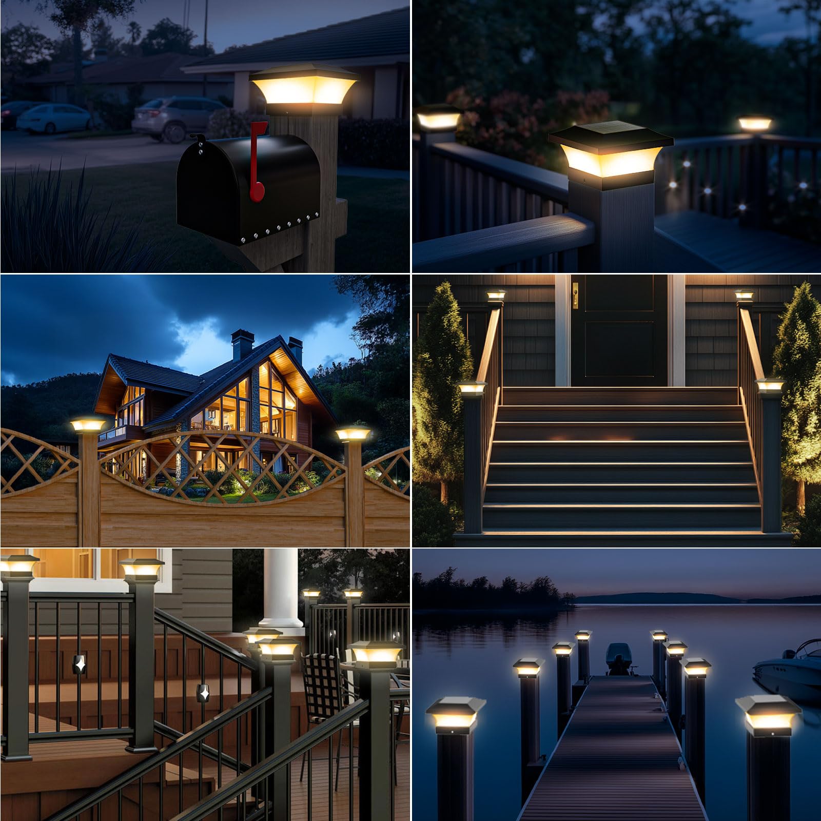 2 Stück Solar Pfostenleuchte 10x10, 3000K Warmweiß Pfostenkappen Solar, IP65 Wasserdichte Pfostenkappe Solar Pfostenlichter für Holzpfosten, Zaun, Garten