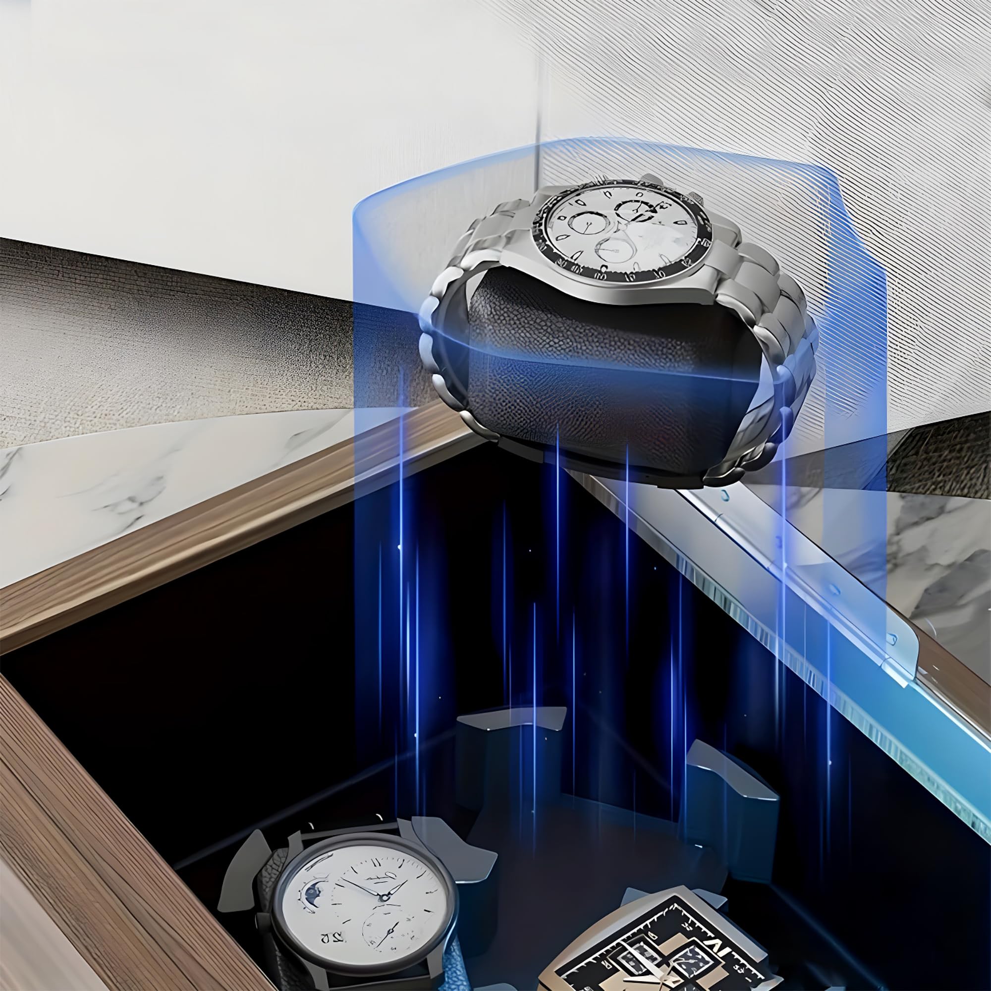 Olvy Caricaorologi per 3 Orologi, Watch Winder con Motore Ultra Silenzioso, Cuscino Flessibile per Orologio, Watch Winder in Legno