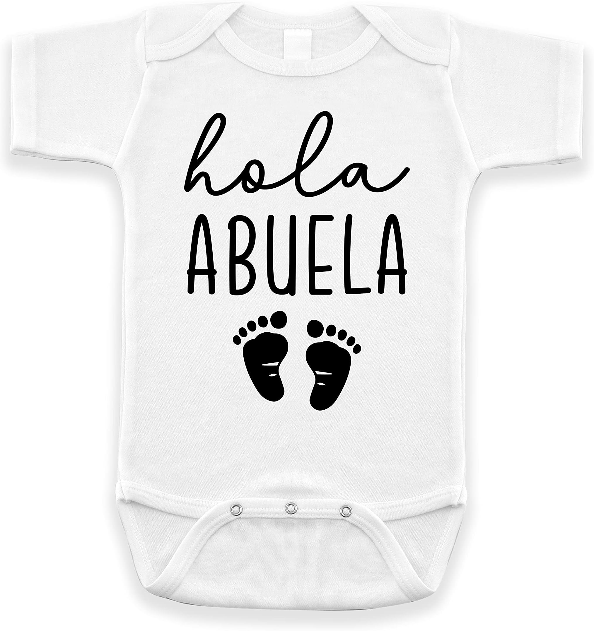 Hola Abuela Pregnancy Announcement Infant Bodysuit for Spanish Grandma | Abuelito Gift (0-3 months, White)