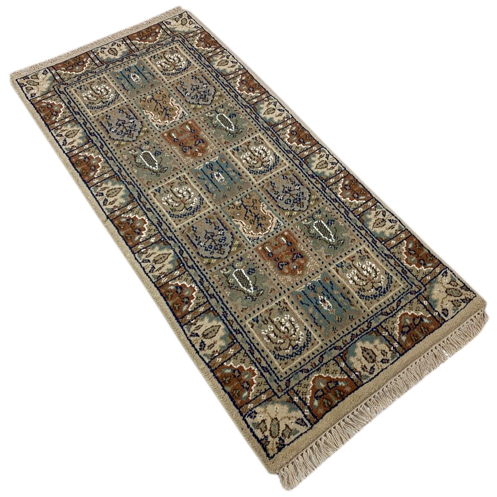Beżowy dywan wełniany, ręcznie tkany dywan orientalny 100% żywa wełna 70 x 150 cm B01