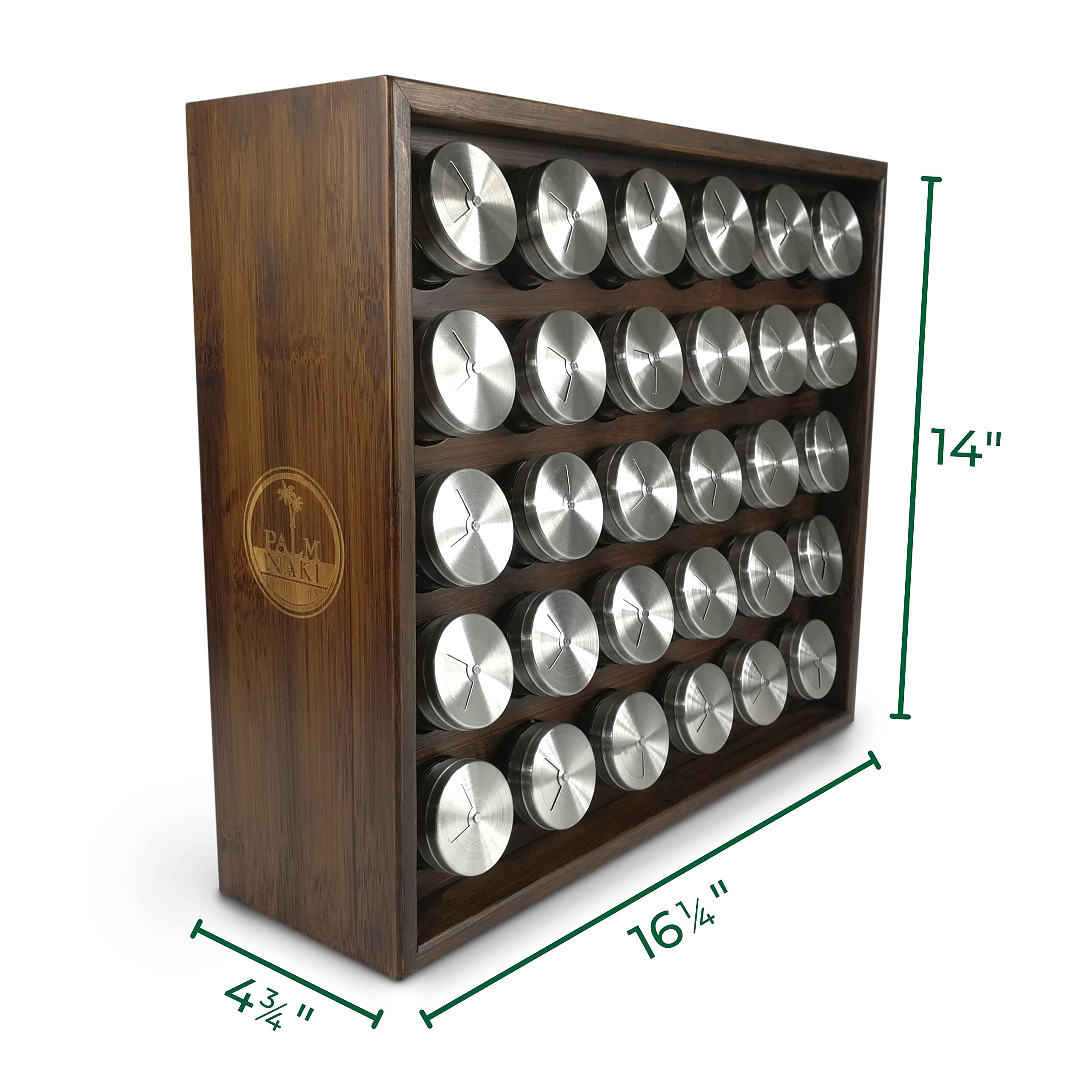 Palm Nakipalm Naki Bamboo Spice Rack With 30 Glass Jars