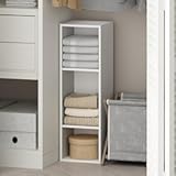 Furinno Reed 3-Tier Closet Organizers and Storage, Closet Organizer, Open Shelf Closet Storage, for Wardrobe, Bedroom, Living Room, 10-Inch Width, White
