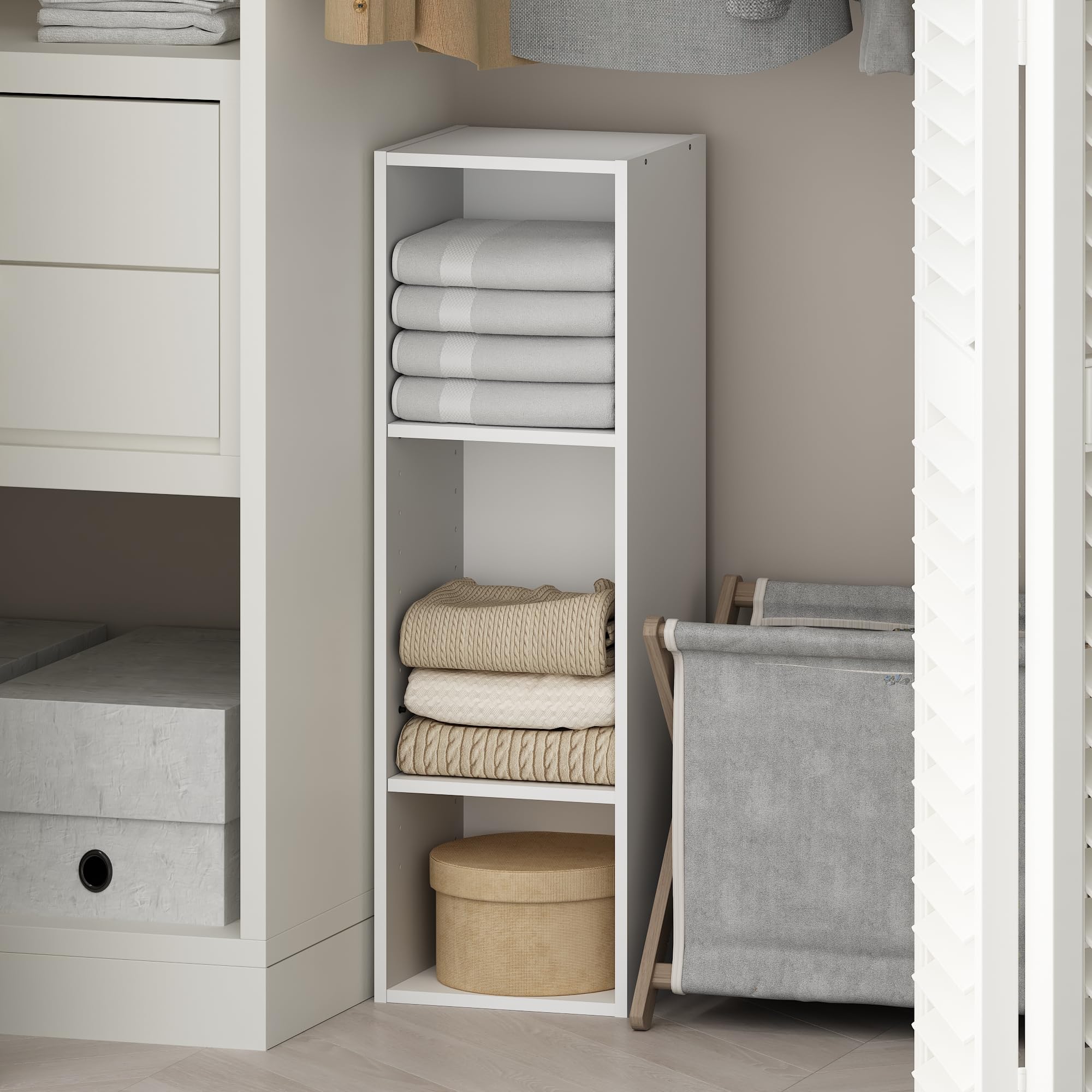 Furinno Reed - Scaffale portaoggetti multiuso a 3 ripiani, per abbigliamento e armadio, larghezza 25,4 cm, colore: bianco