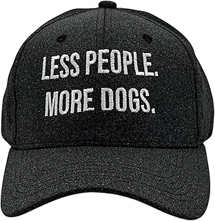 Funny Dog Hat – Less People More Dogs Embroidered Cap – Sarcastic Introvert Humor Hat for Dog Lovers – Adjustable Black Novelty Baseball Cap for Men and Women – Cool Pet Parent Gift