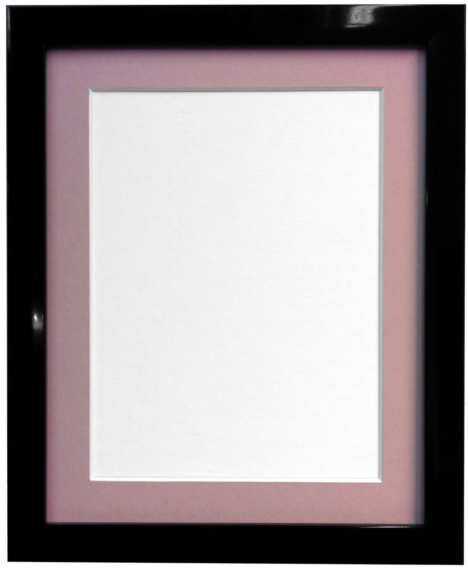 FRAMES BY POST 20mm Black Photo Picture Poster Frame with Pink Mount 14" x 11 For Pic Size 10" x 8" โ image 1