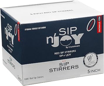 Crystalware Plastic Sip Stirrers 5 Inch 1000/box, Red 10 boxes of 1,000