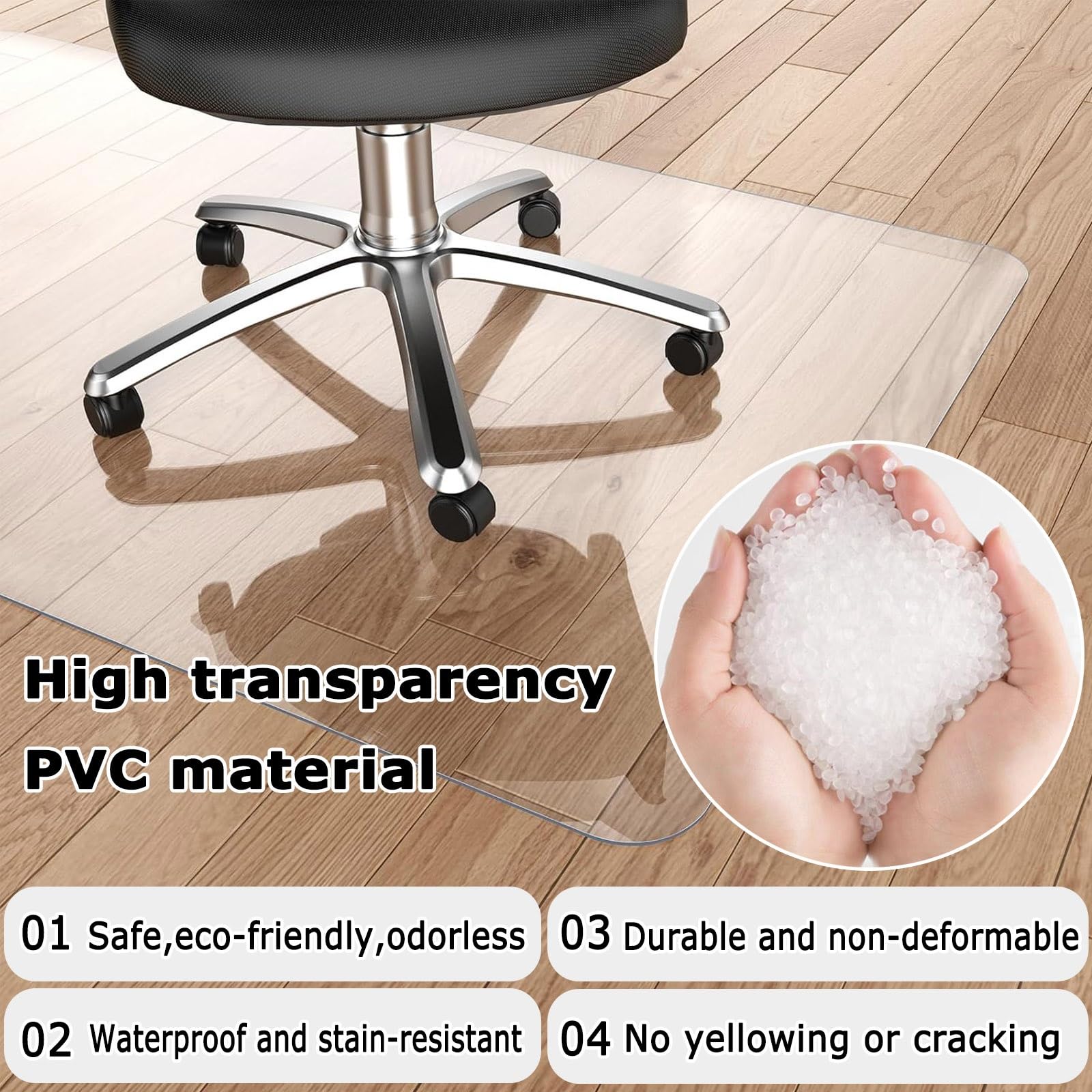Sottomano Da Scrivania Trasparente Spessore 1.5mm Sicuro E Inodore, PVC Sedia Office Tappeto Prevenire Danni Al Pavimento, Arrotolare E Conservare, Riutilizzabile(120x180cm)