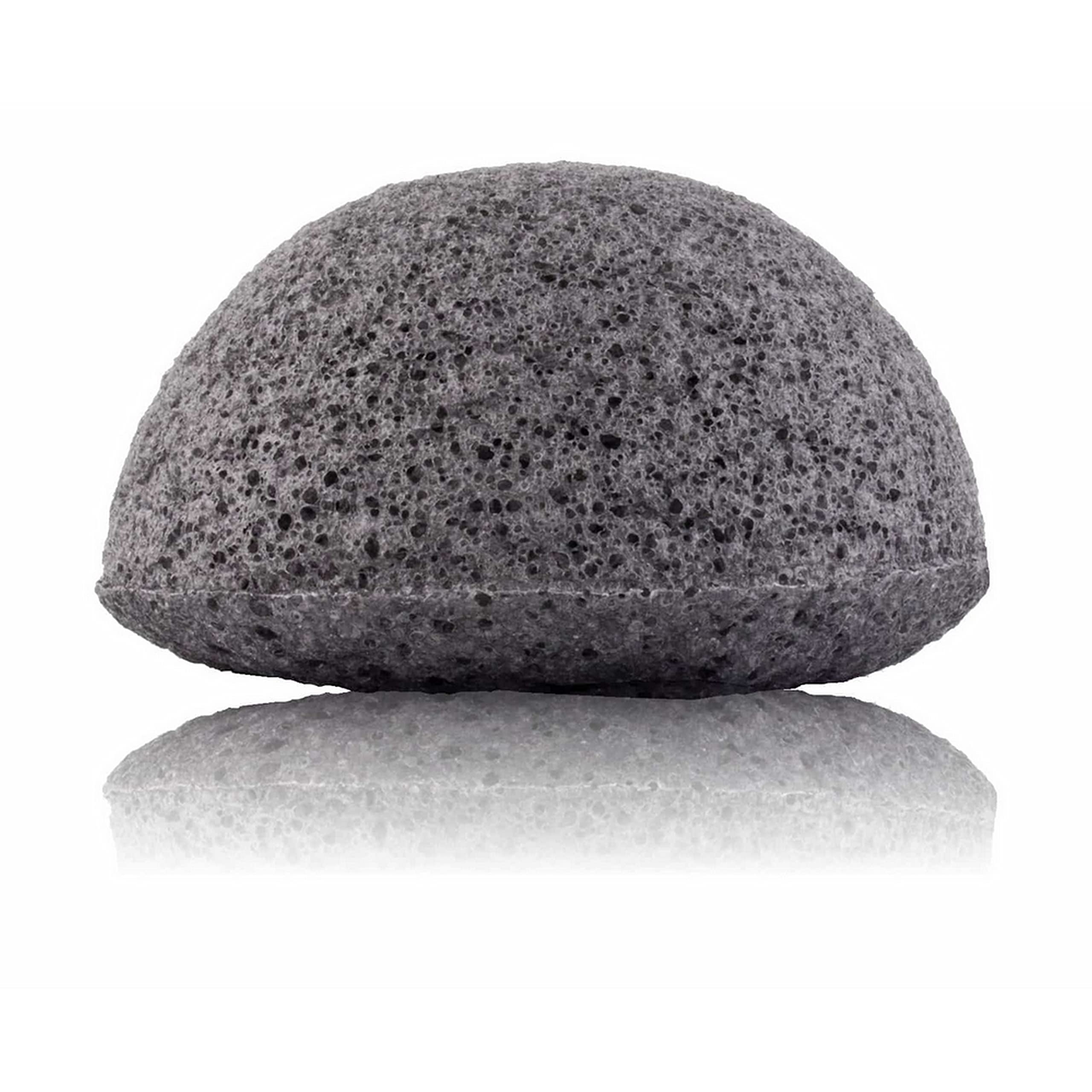 Sun & Sia - Éponge Konjac au Charbon de Bambou - Soin Visage Peau Mixte, Grasse et Acnéique - 100% Fibres Végétales - - Élimine l'Excès de Sébum - Antibactérien, Antioxydant