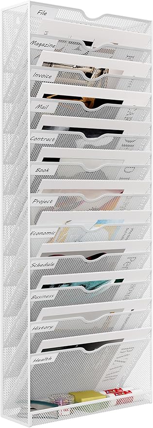 EasyPAG Metal 13 Tier A4 Wall Mounted Document Holder,Hanging Wall File ...