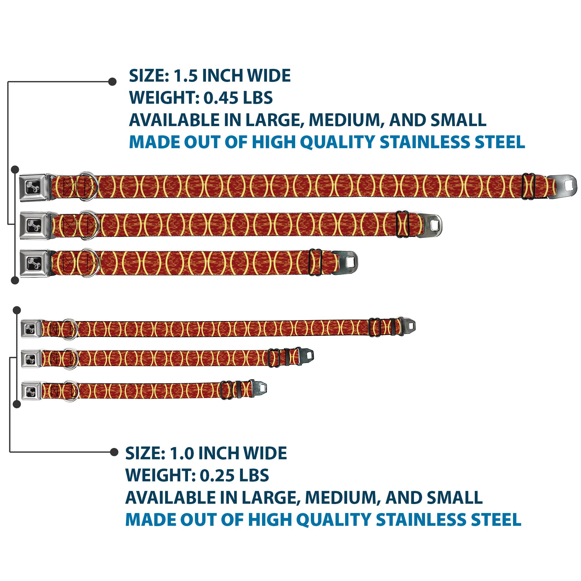 Buckle-Down DC-W31811-WS - Cinturón de Seguridad para Perro, Talla S, Color Naranja y Amarillo