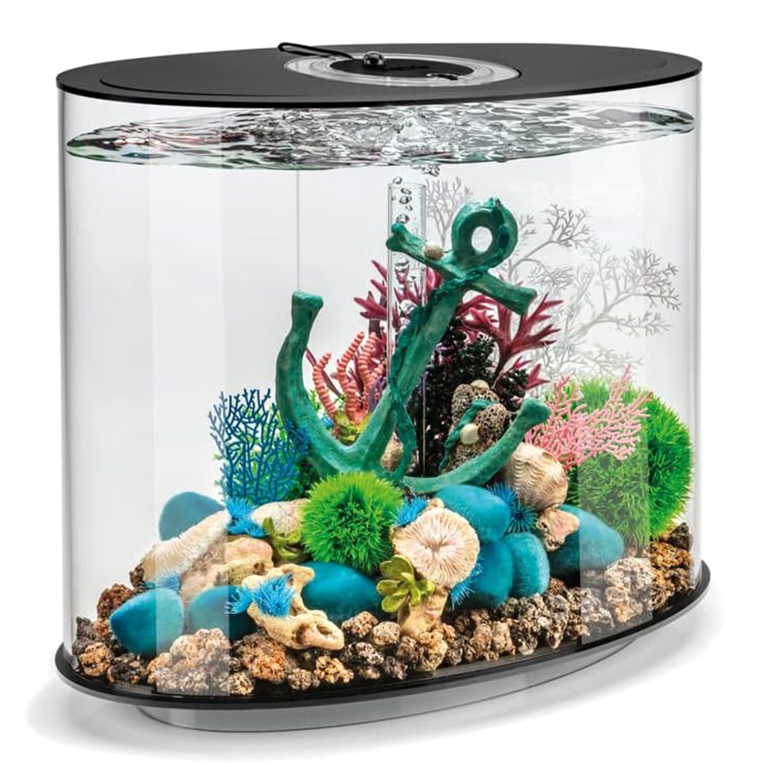 biOrb LOOP 30 Aquarium (Black, 30 Litres), Perfect Beginner Fish Tank With Integrated LED Lights, Quick & Easy To Set Up, 360-Degree View Aquarium With 5-Step Filtration System, Acrylic Fish Tank