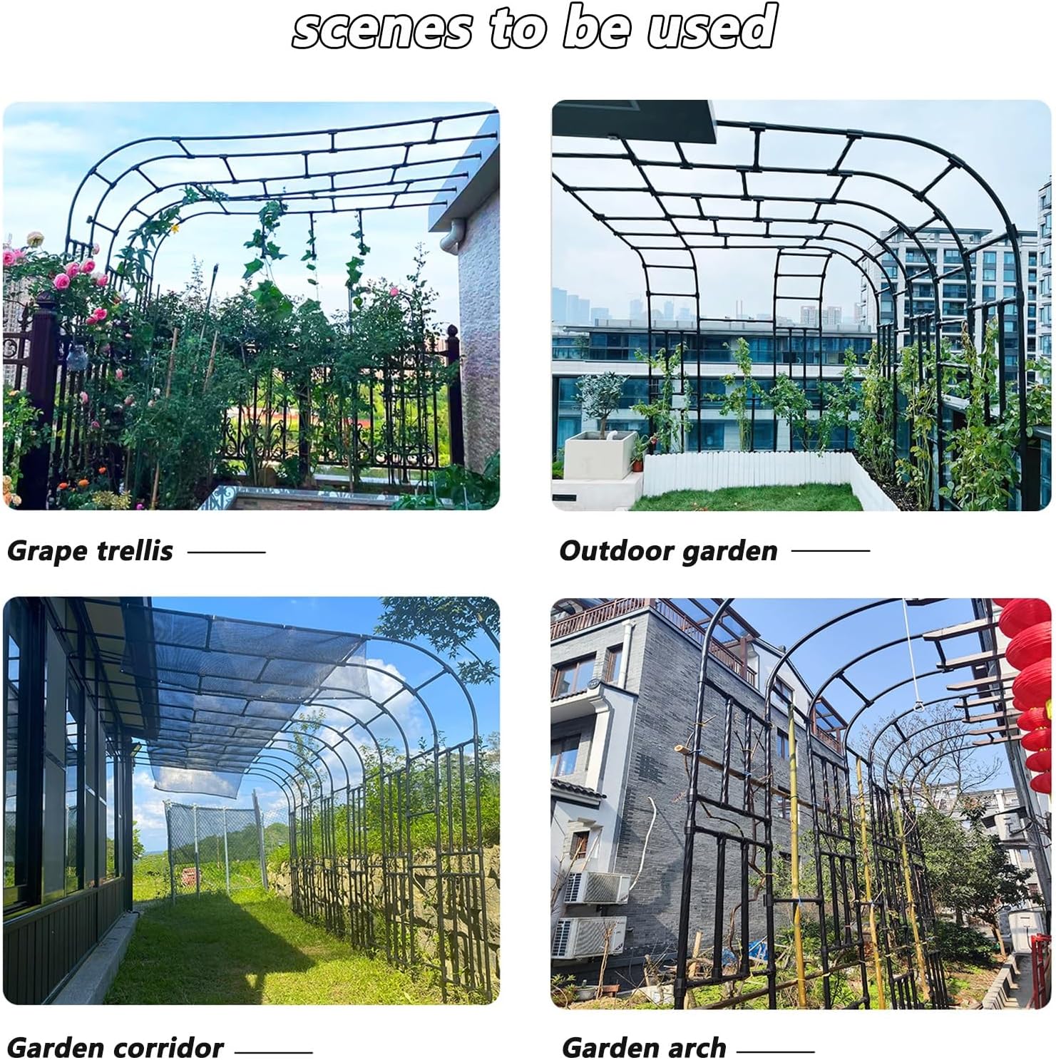 Half Rose Arch, Weatherproof Half Side Wall Arch Trellis Pergola, Climbing Plants Garden Arch, for Flowers/Fruits/Vegetables(Black,0.6x2.4x0.4m)