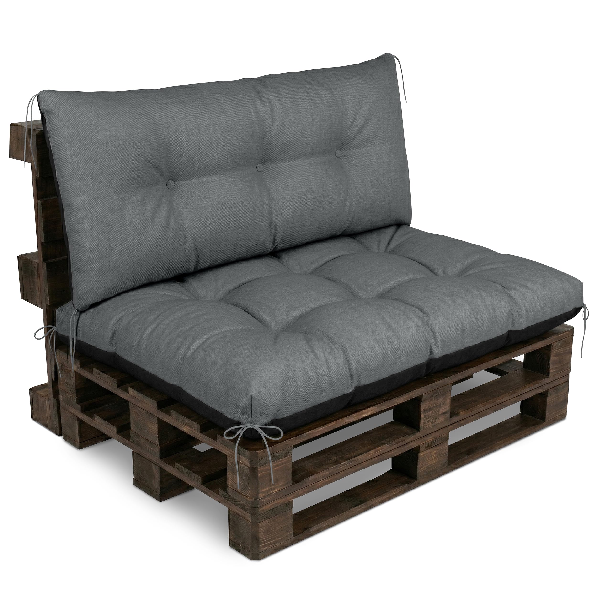 Spatium Cushion Pallet Set Garden Outdoor Waterproof Breathable Quilted Furniture Euro Pallet Comfortable Durable Rechargeable Set 120x80+120x40cm Anthracite
