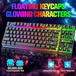 Membrane sans fil jeu clavier et ensemble de souris avec 87Key Sans-cœur-Black LED Feux de marche arrière, rechargeables 3800mAh Batterie,Anti-hébergement, Ergonomie, Étanche,RGB Mute Mice pour ordinateur PC Jeu Mac