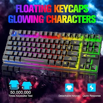 Wireless Membrane Gaming Keyboard and Mouse Black and Wired RGB Mechanical Keyboard and Mouse with Coiled Cable Green/Blue Switch