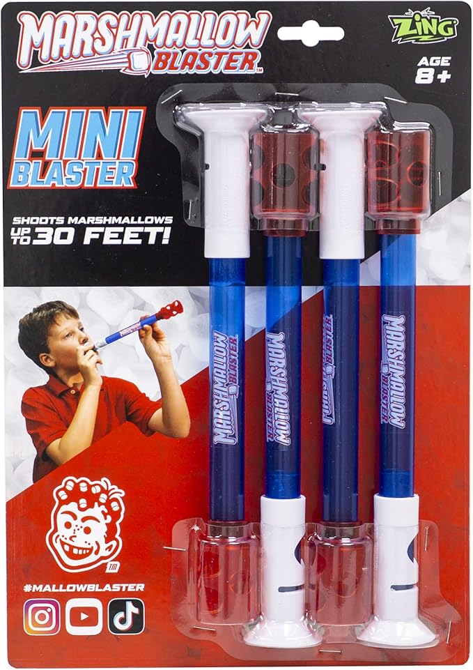 Zing Classic Marshmallow Blaster Mini Blasters (4Pack