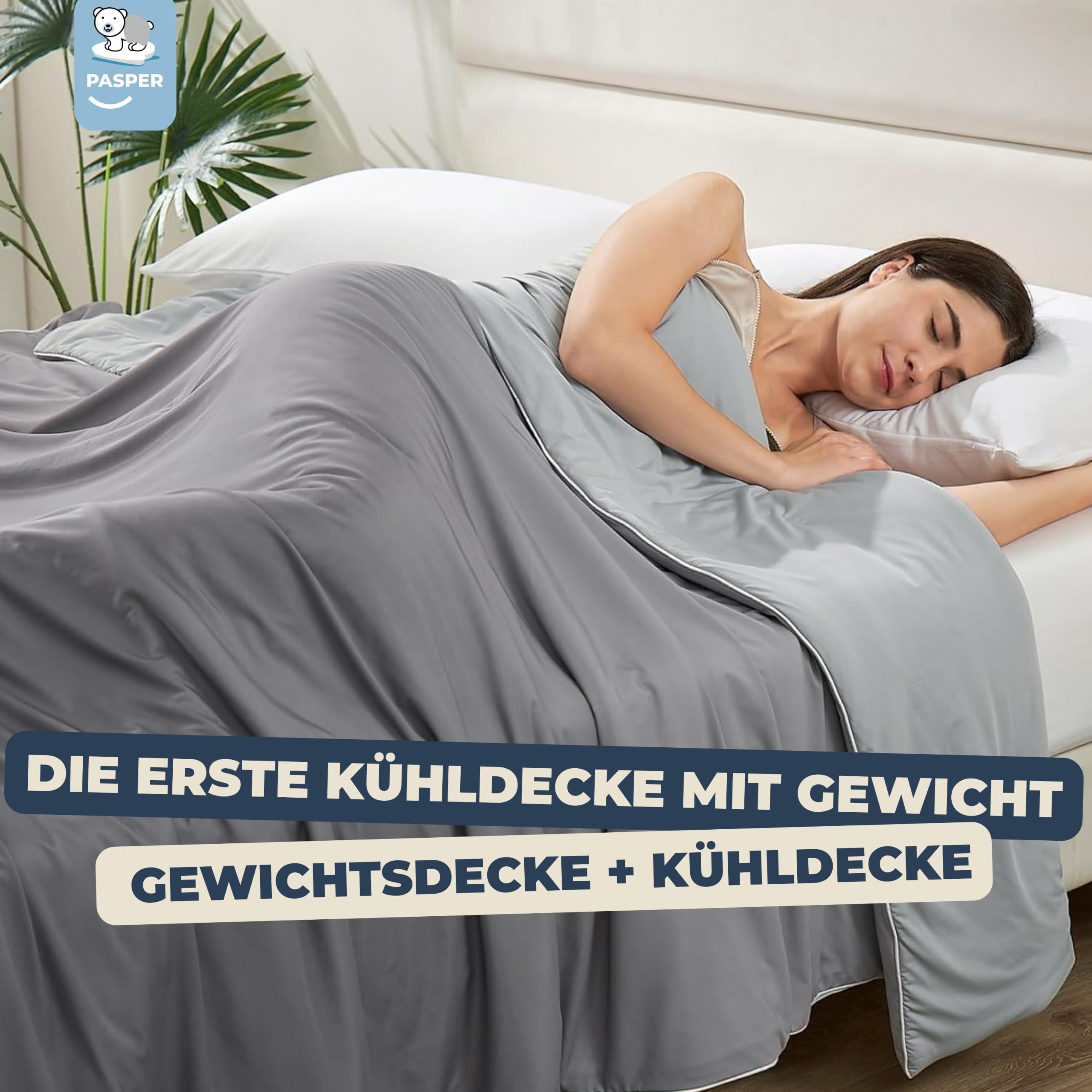 Pasper Kühldecke 200 x 220 cm - Q-max 0.5 - Sommer Gewichtsdecke | Kühlender Schlafkomfort mit angenehmem Gewicht