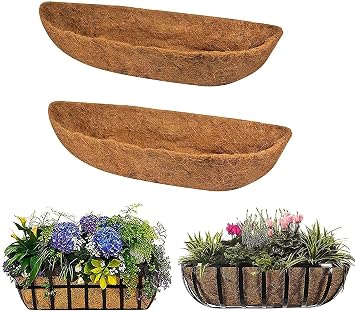 EROCK 2PCS Coco Liner Trough Coco Liner for Planters, 24/30/36/48 inch Half Moon Shape Trough Coco Coir Coconut Fiber Replacement Liner for Window Box, Wall Trough Planter 36inch-2pcs