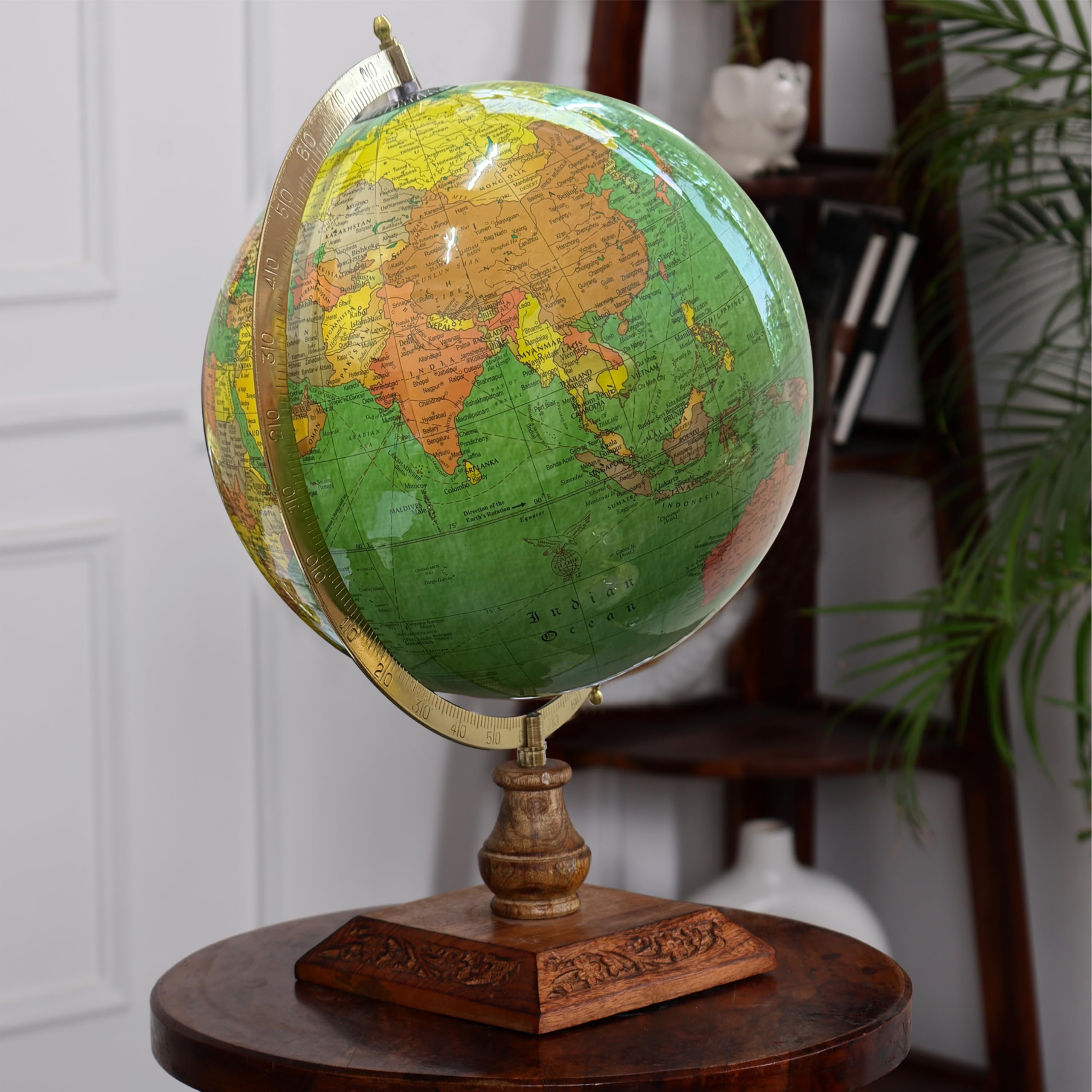GLOBE DADDY Rotating World Globe 12 Inch with Metal Arc and Wooden Stand for Home Décor, Office Decor and Decorations items, Birthday, Party Gifts and Anniversary.(green) 2