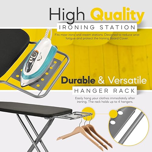 Miniatura 6 de Full Size Ironing Board 57" L X15 W, Large Wide Sturdy Ironing Board with Iron Rest, Foldable Adjustable Iron Board with Heat Resistant Cover,