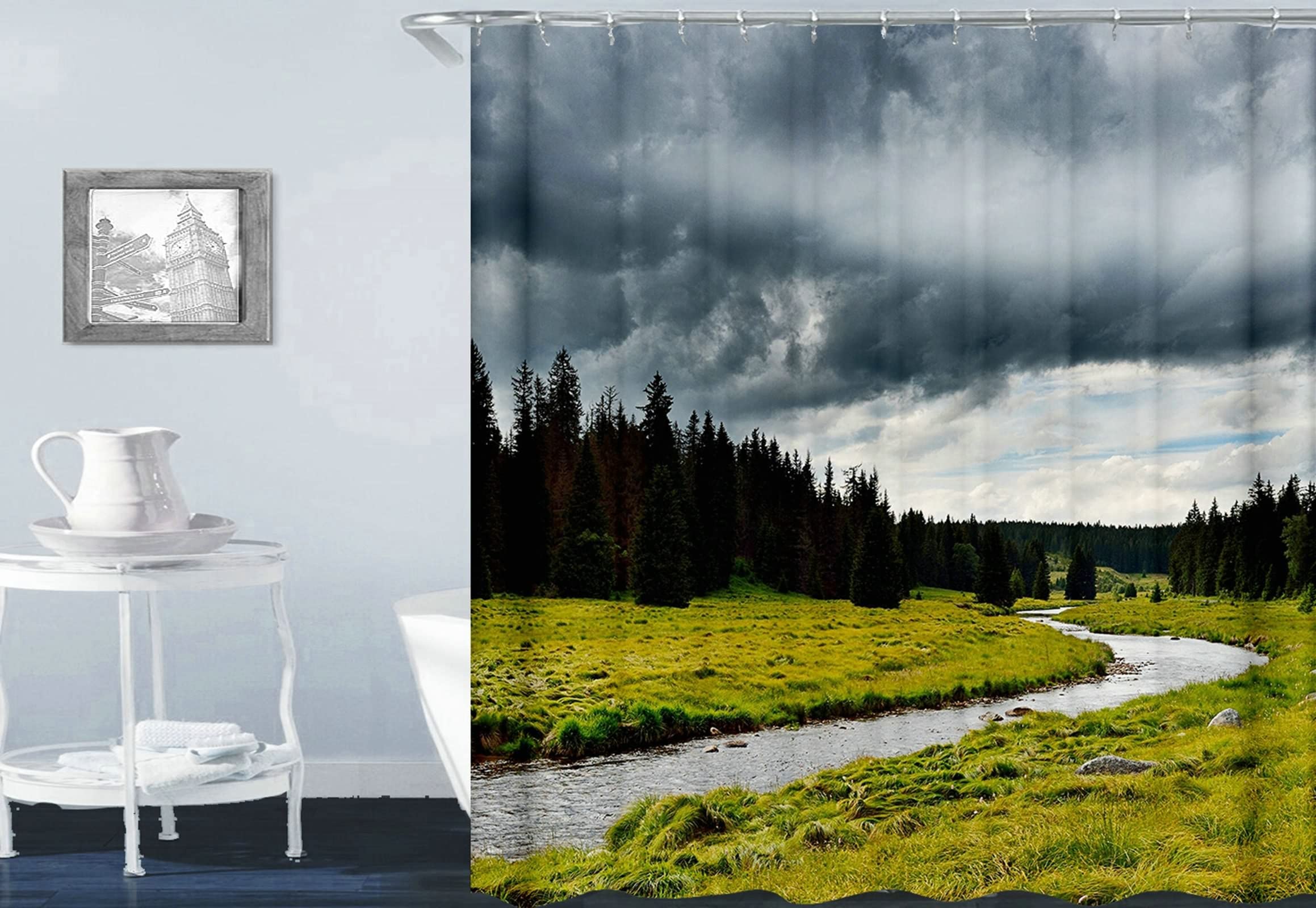 Rideau douche 165x200cm KnSam en polyester imperméable à motif nuages
