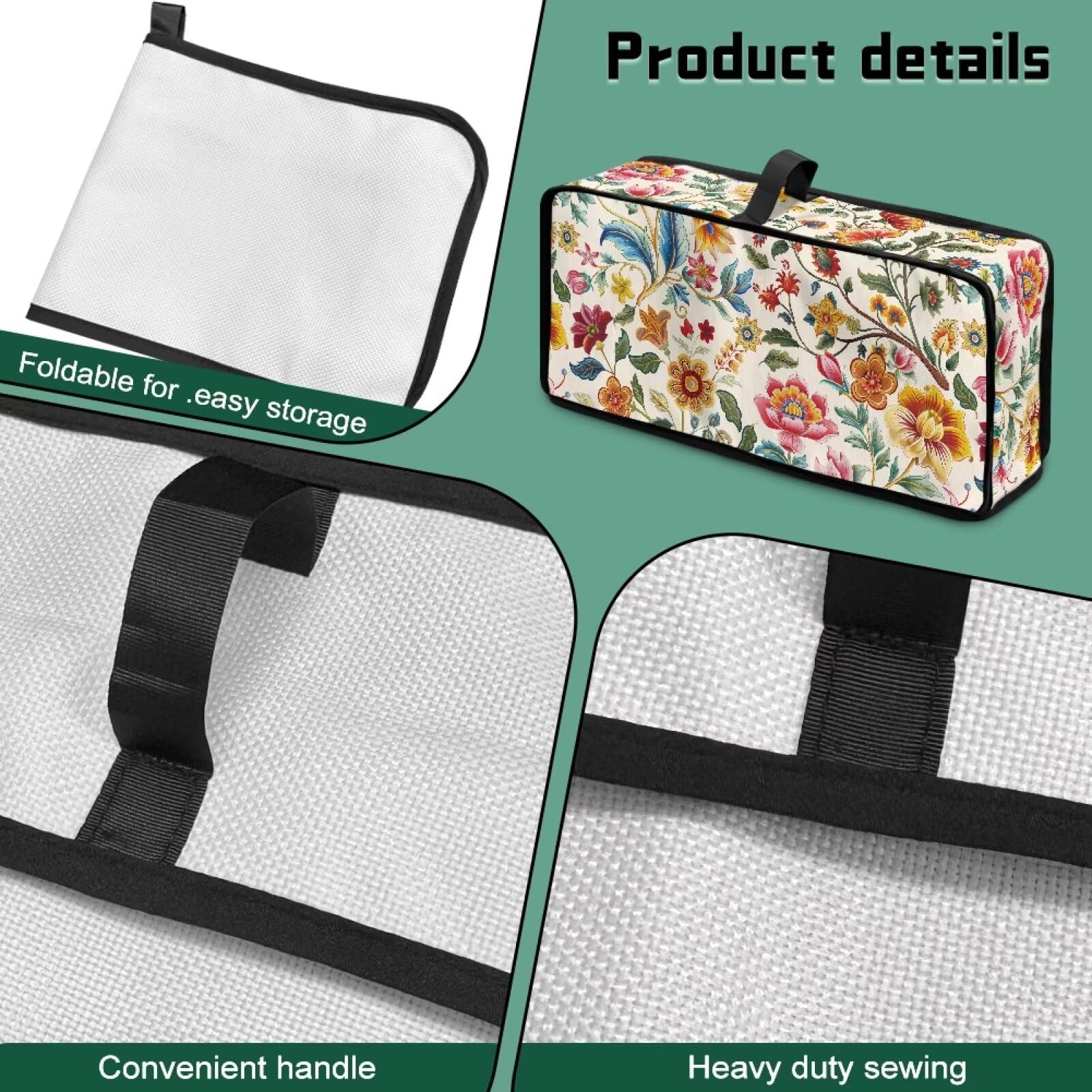 Funda para tostadora de 2 rebanadas, diseño floral colorido, delgado, fácil de plegar y transportar, resistente al calor, protector de electrodomésticos de cocina, lavable a máquina 6