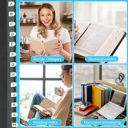 Miniatura 5 de 416 pestañas del alfabeto, separadores del alfabeto blanco y negro para carpeta de 3 anillas, divisores de bolsillo para carpeta de 3 anillos con