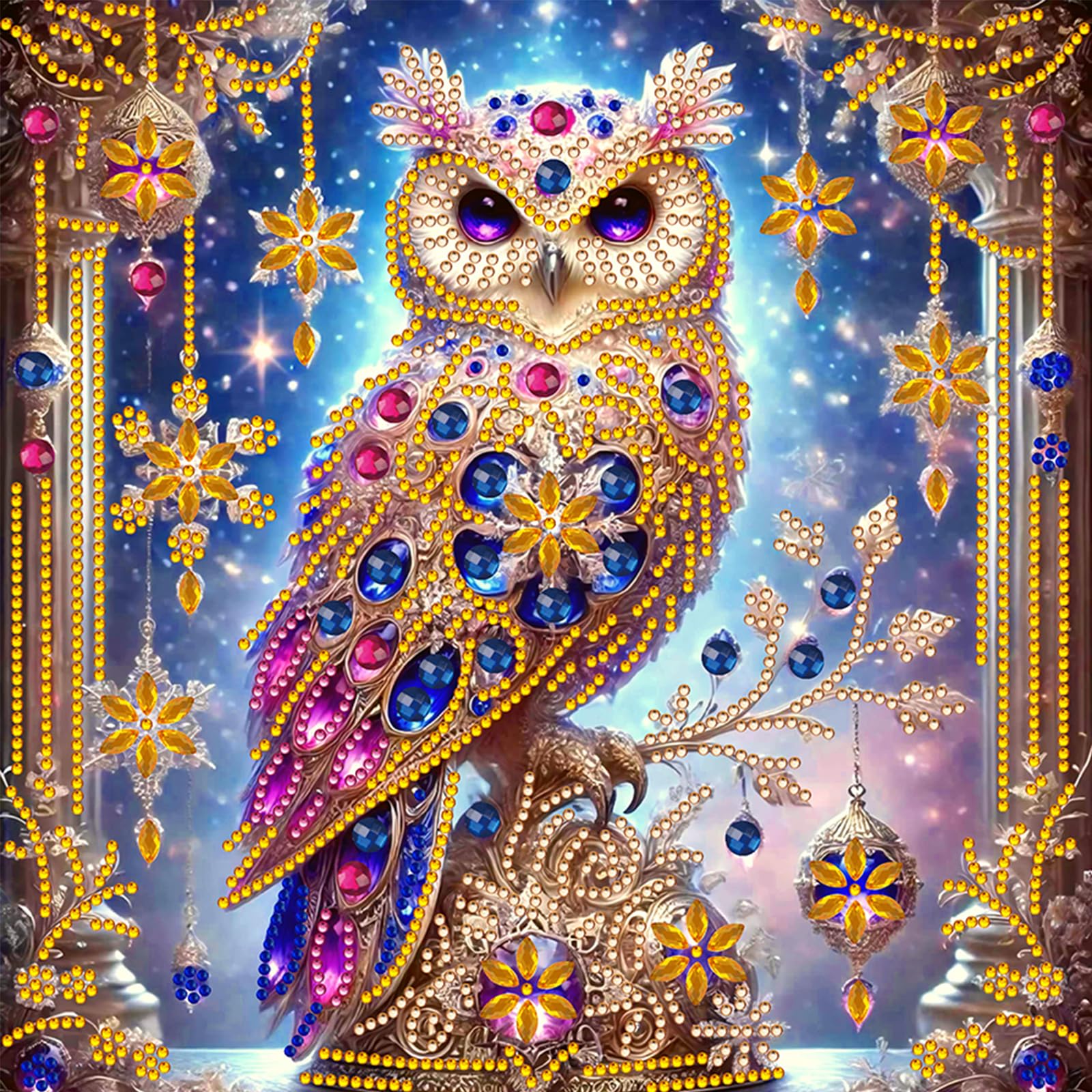 Owl Special Shaped 5D DIY Partial Drill Diamond Art Kit Home Decor 30x30cm (Owl)