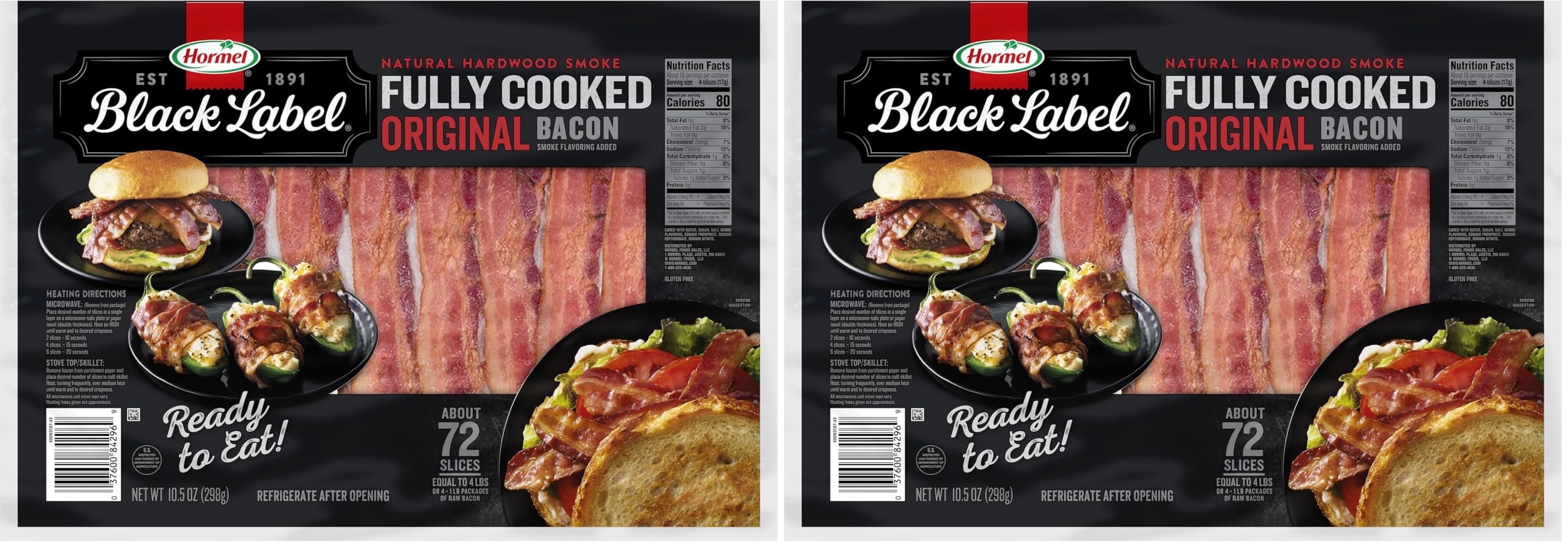 Hormel Black Label Fully Cooked Bacon,10.5 Ounce (Pack of 2)
