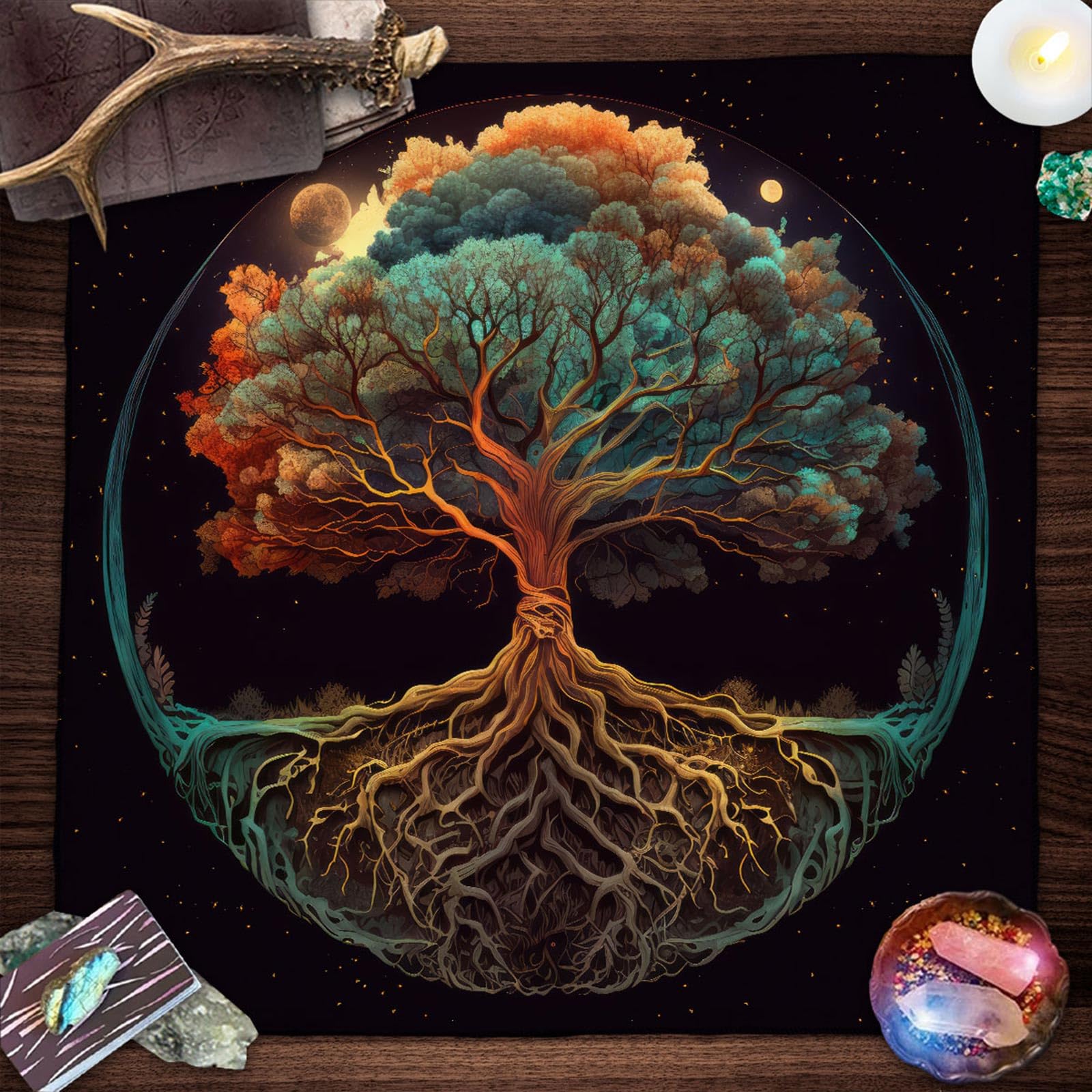 QRONCES Divinations Tablecloth Trees of Life Tarots Cards Tablecloth Altars Cloth Oracles Divinations Board Game Part - Image 4