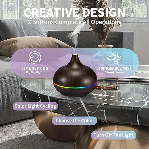 Miniatura 9 de Humidificador para aceites esenciales para habitación grande Juego de difusor ultrasónico con 10 aceites esenciales para aromaterapia de 550 ml