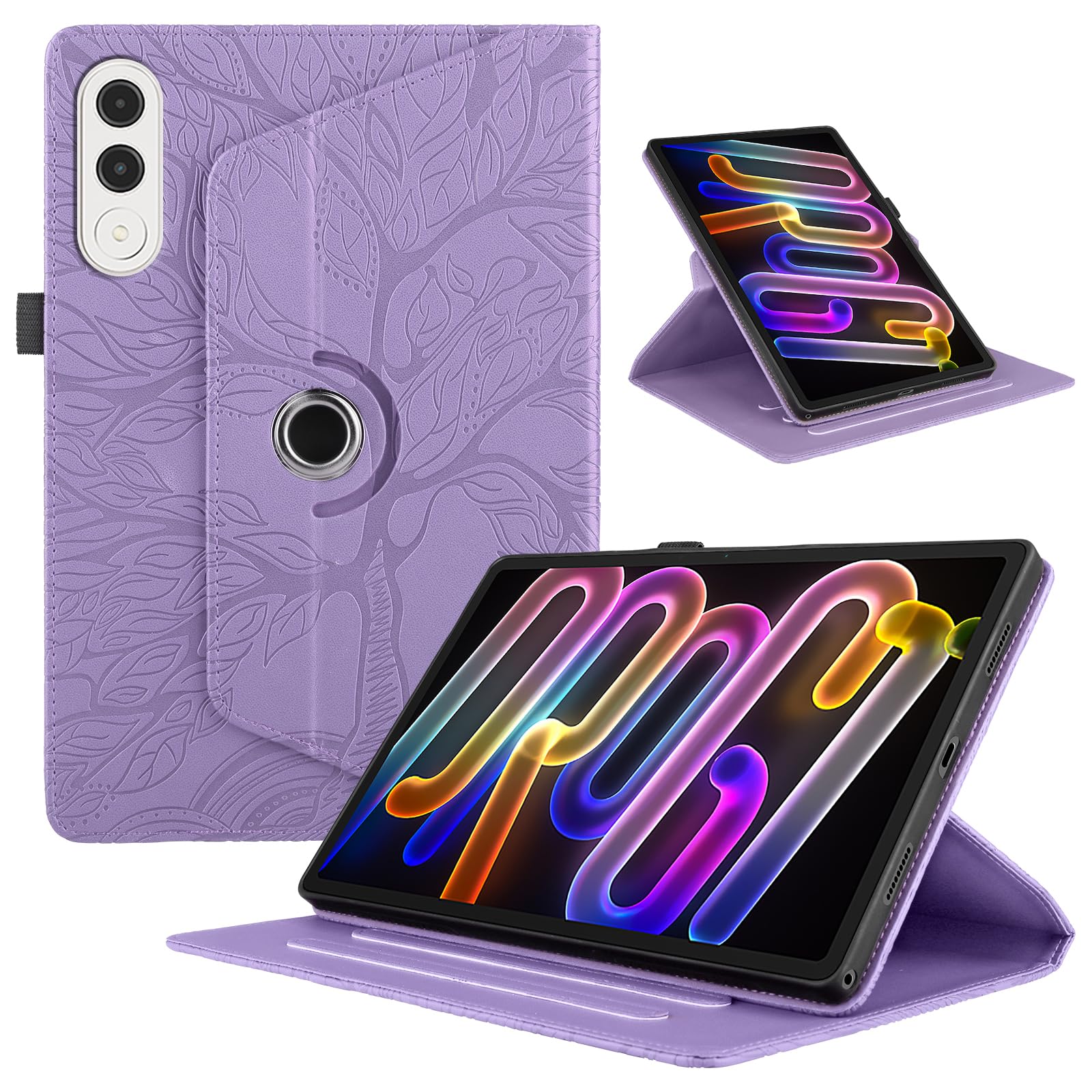 Funda para Samsung Galaxy Tab S9/ S8/ S7 11" (SM-X710/X700/T870) PU Cuero Tablets Protectora Cover 360°Carcasa Giratoria de ángulo Múltiple Stand Función Tablets Funda,Rojo Árboles — view 137
