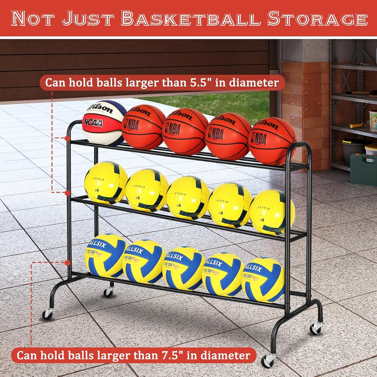 3 Golf Bag Organizer & Tilt Basketball Rack
