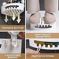 Vista 7 de LEVERLOC Corner Shower Caddy Suction Cup No-Drilling Removable Shower Caddy Basket Powerful Suction Bathroom Shower Shelf Waterproof & Rustproof