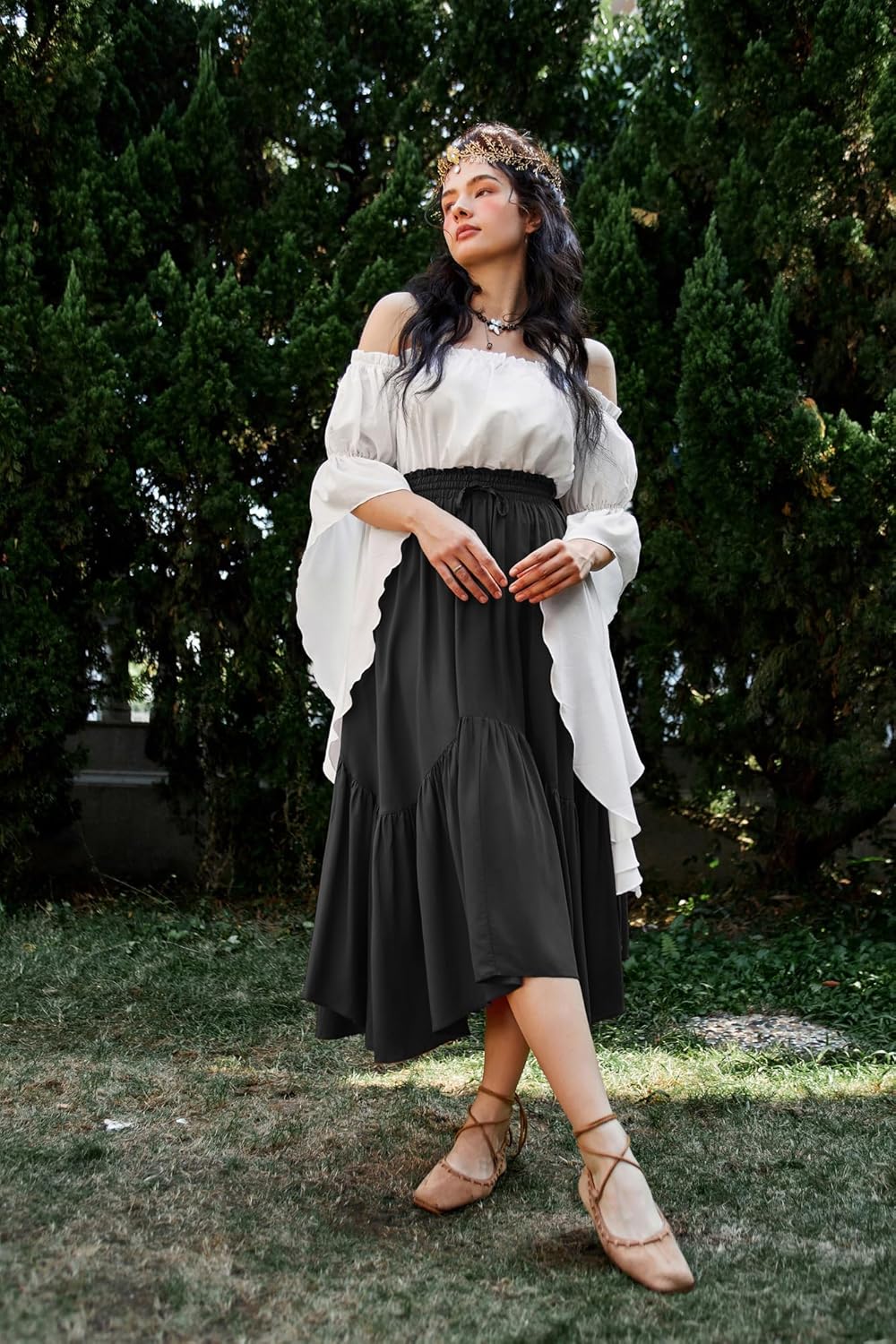 Scarlet Darkness Maxi Skirts for Women High Waist Renaissance Skirt Long Skirt with Pockets - Image 8