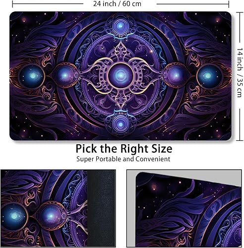 Miniatura 128 de MTG Playmat, Free Storage Bags, 24 x 14 Inches, TCG & Board Game Mat with Zones