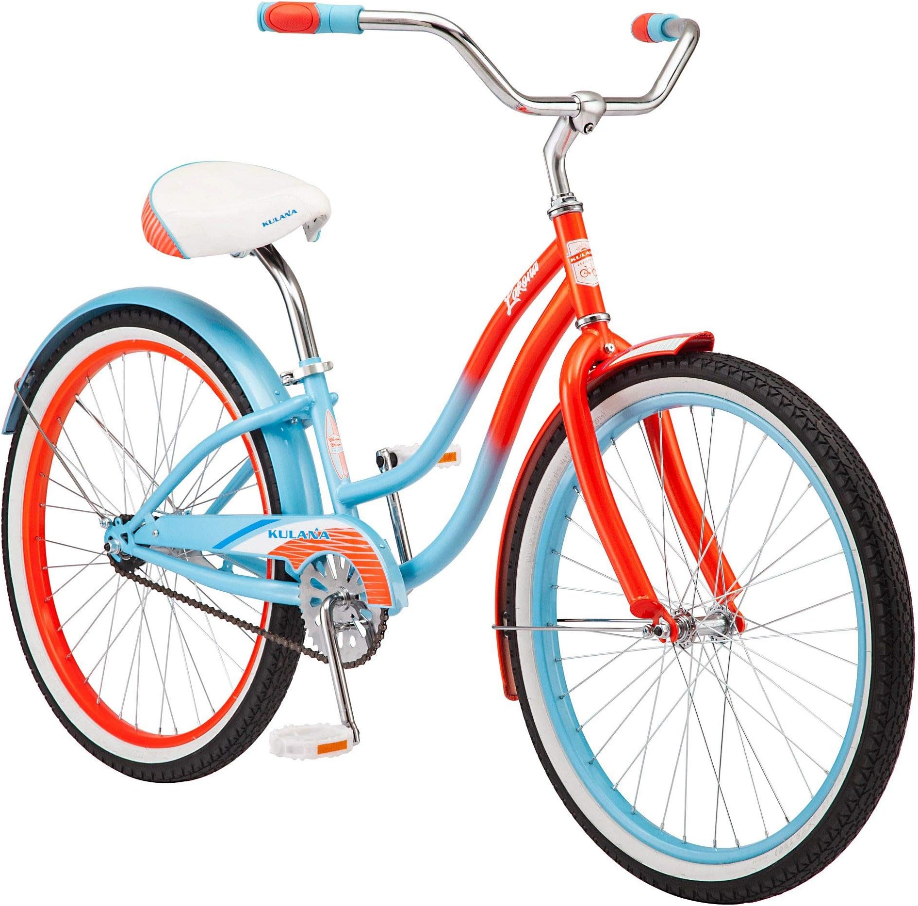 Lakona Shore, Tide or Wave Cruiser Bike, 20, 24 or 26 Inch Bike for Adults and Youth, 7 or Single Speed Beach Cruiser Bicycle, Rear Coaster Brake, Extra Wide, Cushioned Seat, Fenders