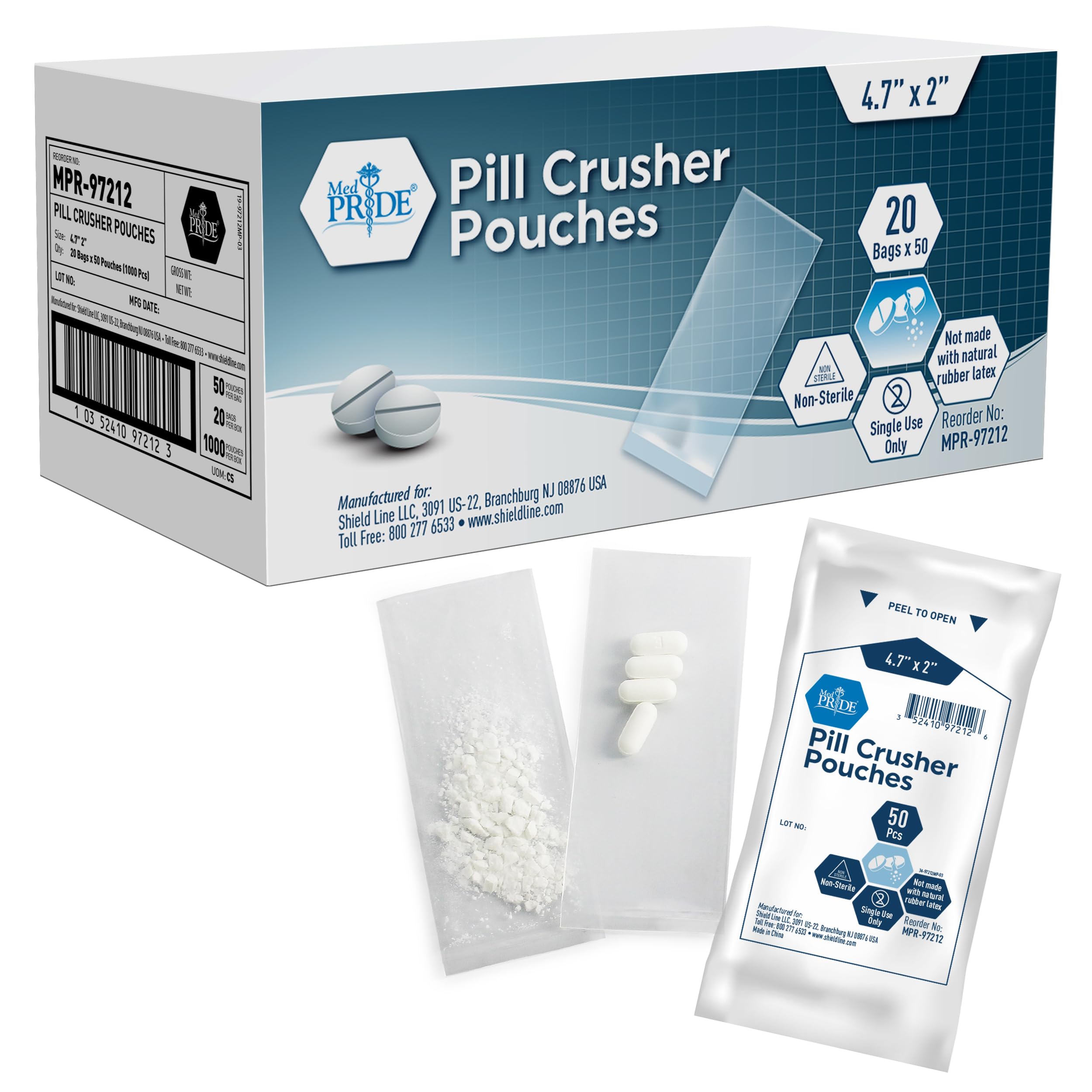 Pill Crusher Pouches - Pack of 1000 Disposable Medicine Crushers - Medical Grade Clear Tablet Crushing Bags for Easy Consumption with Zero Waste - Prevents Cross Contamination (4.7"x2")