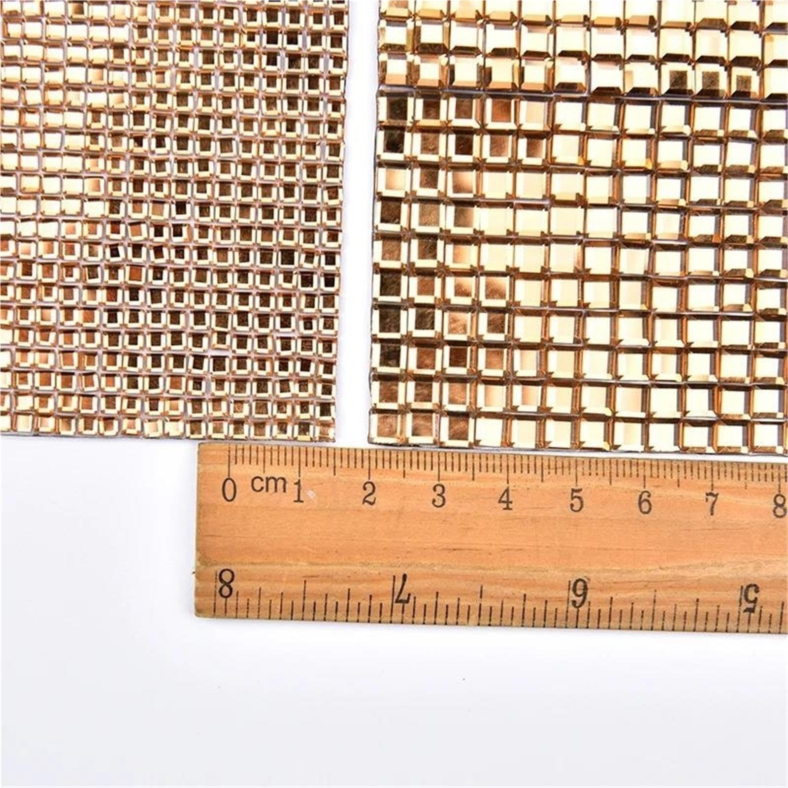 Strass Applique tyran or verre pierres carrées maille 24 * 40 cm feuille autocollant de voiture(3.0mm,24 X 40CM_SELF ADHESIVE)