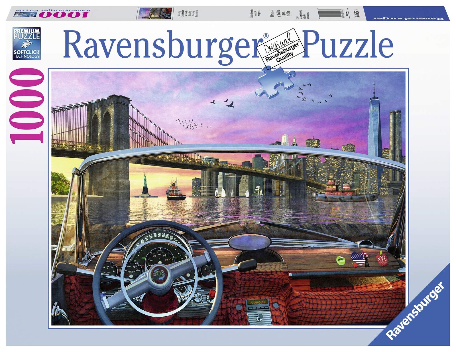Ravensburger Puzzle, Puzzle 1000 Pezzi, Ponte di Brooklyn, Puzzle per Adulti, Puzzle New York, Puzzle Ravensburger - Stampa di Alta Qualità