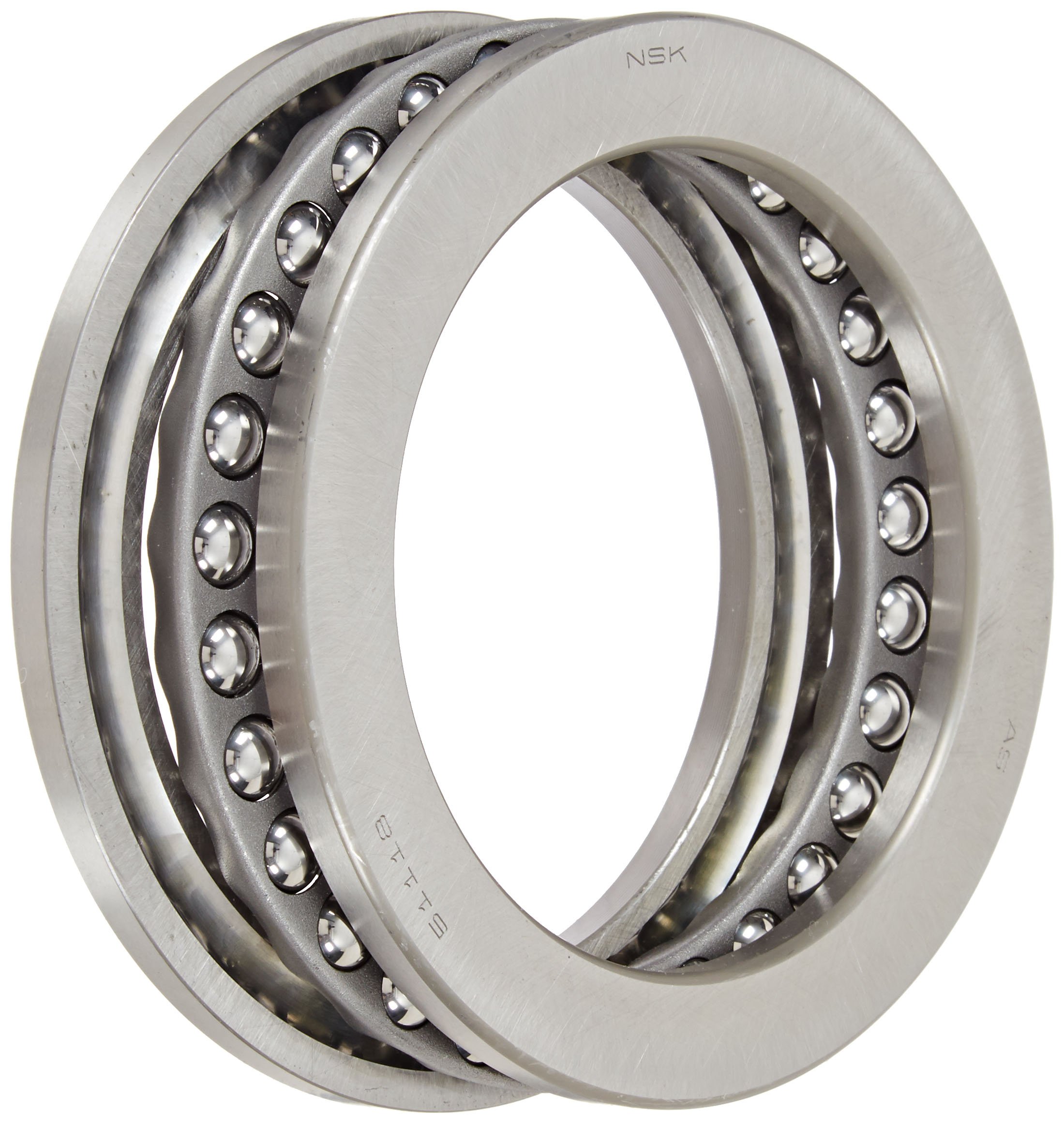NSK 51118 Thrust Bearing, Single Row, 3 Piece, Grooved Race, Pressed Steel Cage, Metric, 90mm Bore, 120mm OD, 22mm Width, 1900rpm Maximum Rotational Speed, 190000N Static Load Capacity, 60000N Dynamic Load Capacity