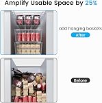 4Pcs Freezer Organizer（0Pcs Expandable Hanging Refrigerator Basket and 4Pcs Stackable Freezer Containers）,Stainless Steel Wire Basket for Freezer&Upright Freezer